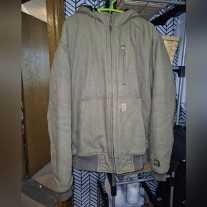 Carhartt Quick Duck Insulated Woodward Hooded Work Jacket - Men's Size L - Tan